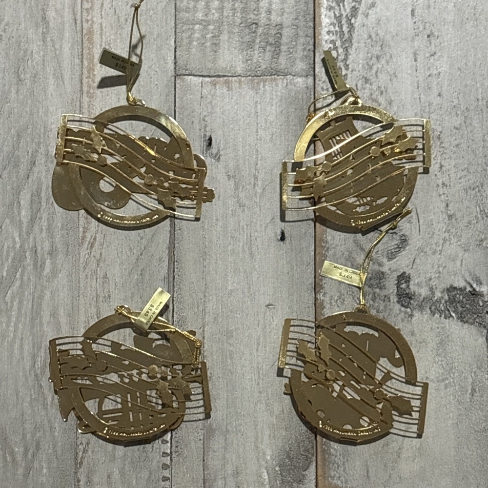 Hallmark 3-D Brass Christmas Song Ornaments 1988 Vintage, 4 Lot - NEW - Picture 6 of 11